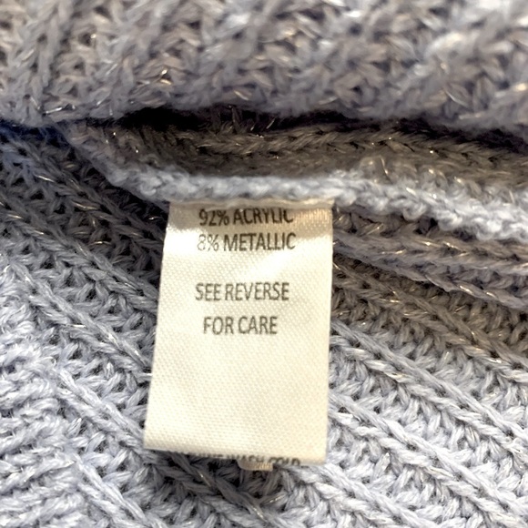 🎄🎄Moral Fiber Sweater Women VNeck Periwinkle Blue Metallic Ribbed Knit Small - Picture 7 of 7
